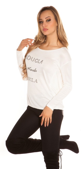 Trendy pullover with lace Cream